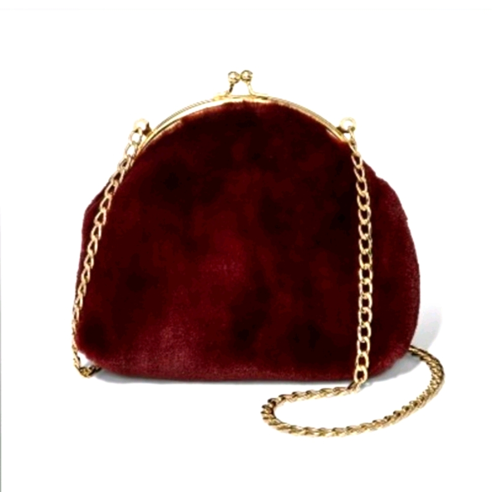 Red Wine Faux Fur Clutch Purse 'A New Day'